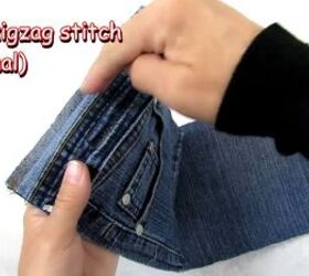 easy diy denim purse tutorial, Stitching the denim