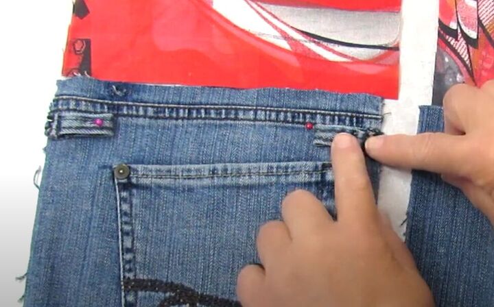 diy purse from old jeans tutorial, Attaching the belt loops