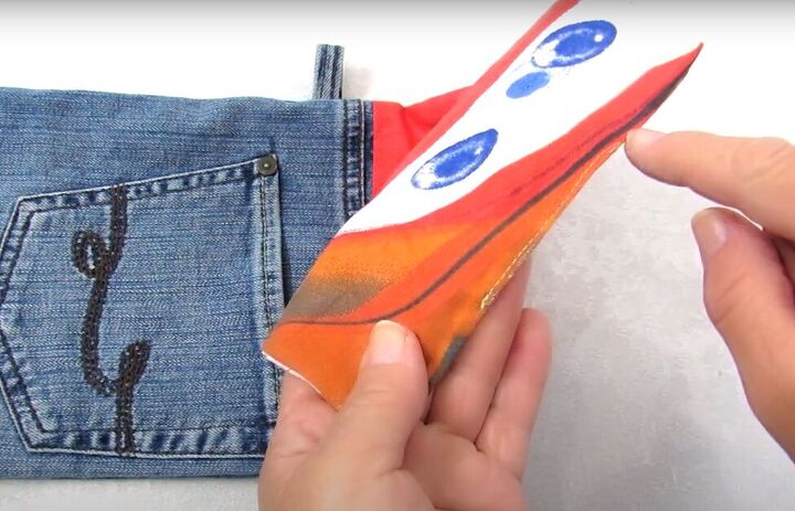 diy purse from old jeans tutorial, Top stitch