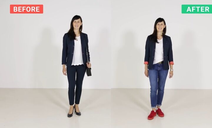 casual chic style lookbook for always looking polished, Blue fitted pants outfit