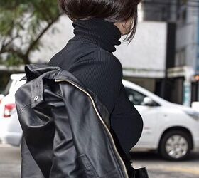 how to wear all black successfully, Black leather jacket