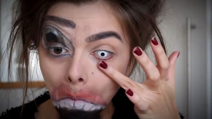 c chulainn s warp spasm makeup tutorial for halloween, Adding white contact lenses