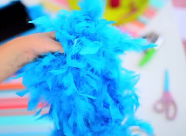 diy cookie monster costume for halloween, Feather boa