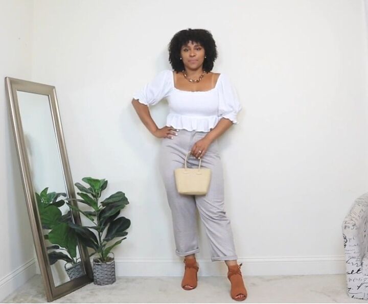 chic ways to style trouser pants, How to style pants with white top