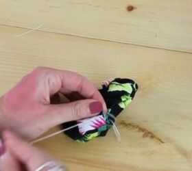 how to make a scrunchie from leftover material, Stitching tube closed