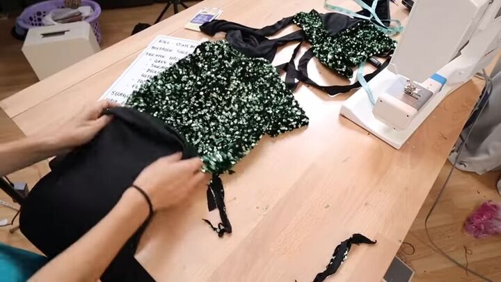 how to make a sexy sequin dress, Sewing the lining and skirt closed