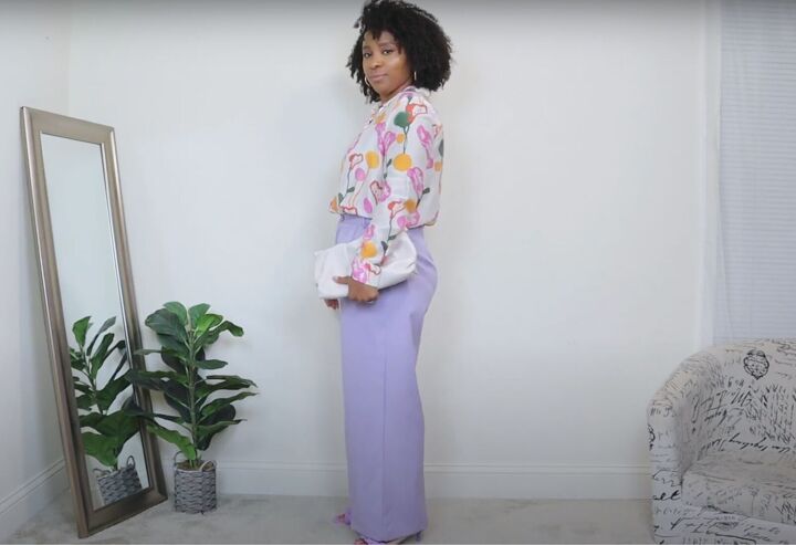 styling tutorial 4 sleek church outfit ideas, Colorful church outfit with neutral handbag