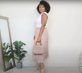 styling tutorial 4 sleek church outfit ideas, Flowy feminine outfit for church with statement bag
