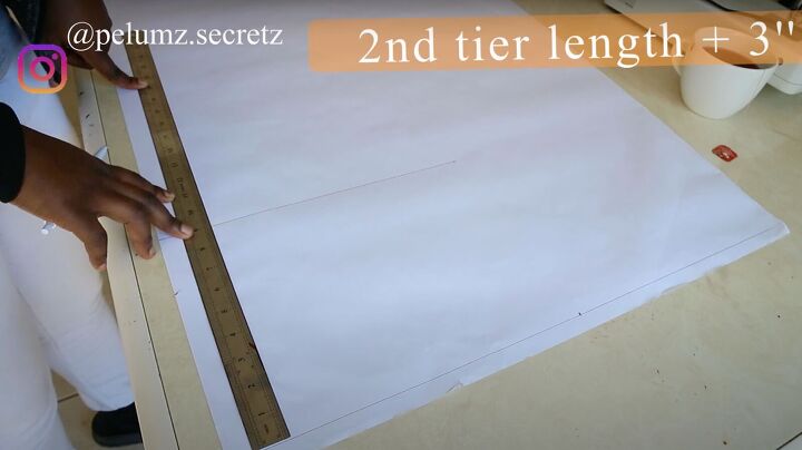 how to sew a tiered skirt from scratch, Measuring second tier length
