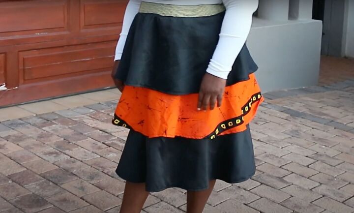 how to sew a tiered skirt from scratch, How to sew a tiered skirt Completed DIY circle skirt