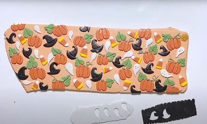 adorable polymer clay pumpkin earrings tutorial, Almost completed Halloween pattern