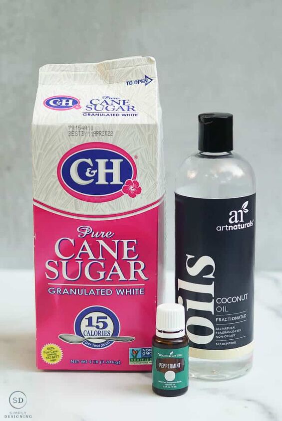 peppermint sugar scrub, 3 ingredients needed for peppermint sugar scrub