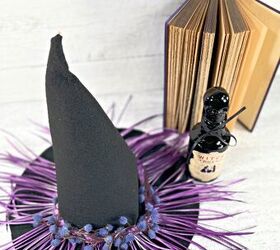 felt witch hat diy with dyed feathers, Felt Witch Hat DIY with Dyed Feather Trim