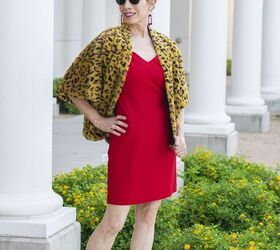 Leopard jacket and red dress