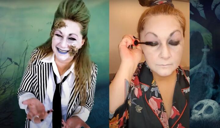 easy and sustainable halloween costumes, Beetlejuice makeup