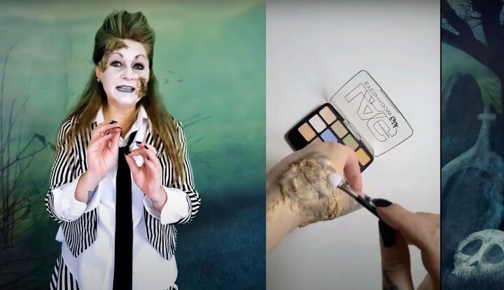 easy and sustainable halloween costumes, Scars burns and brains costume