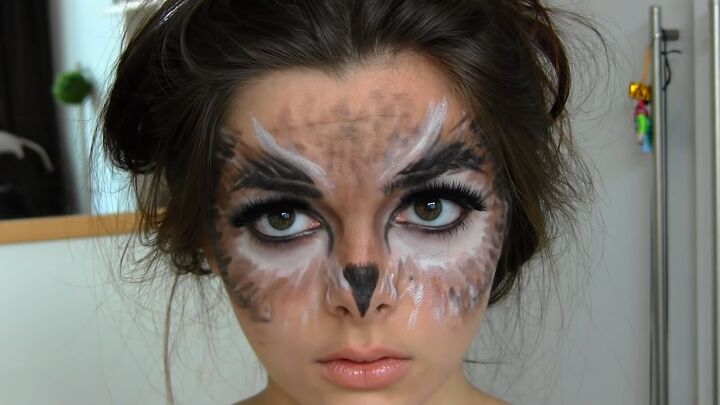 easy owl halloween makeup tutorial, Completed owl Halloween makeup