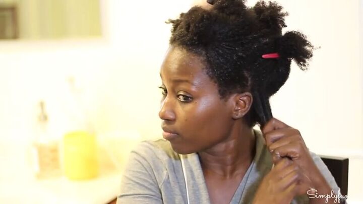 easy tutorial how to do a twist out on natural hair, Adding curling product to hair