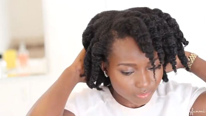 easy tutorial how to do a twist out on natural hair, Hair after twists have been unraveled