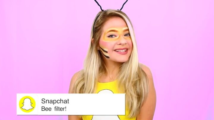 3 cute and easy snapchat halloween costumes, Completed Snapchat bee filter makeup