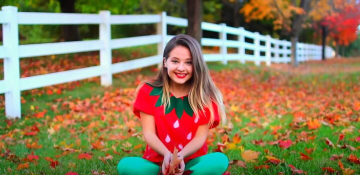 3 quick and easy halloween costume ideas, Completed DIY strawberry costume
