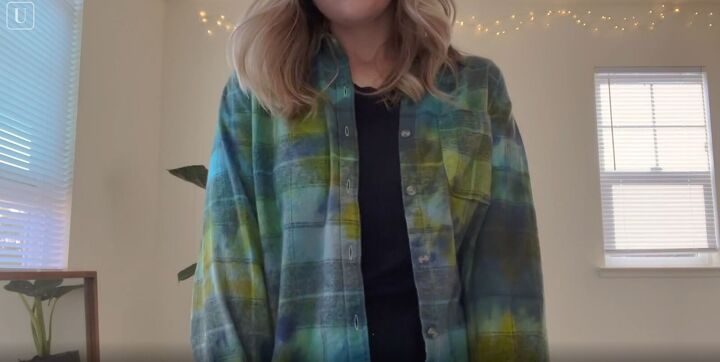 easy tie dye flannel shirt tutorial, Completed tie dye flannel shirt