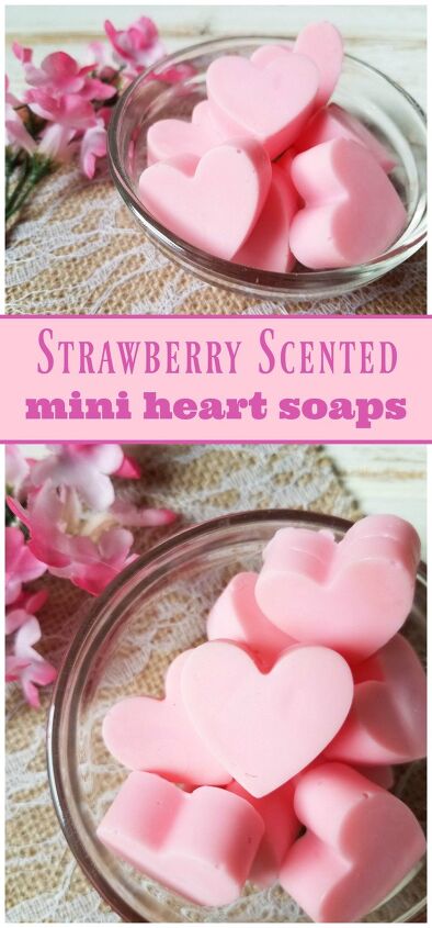 homemade strawberry scented mini heart soaps, Homemade strawberry scented mini heart soaps