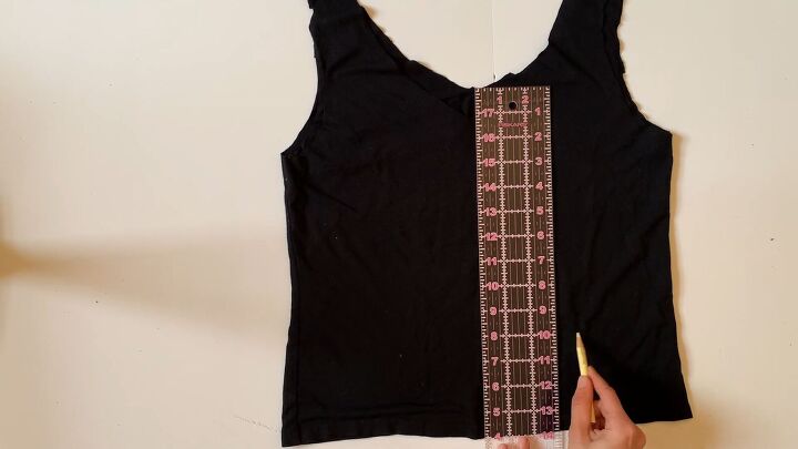 how to make a super cute bag out of a tank top, Marking depth of bag
