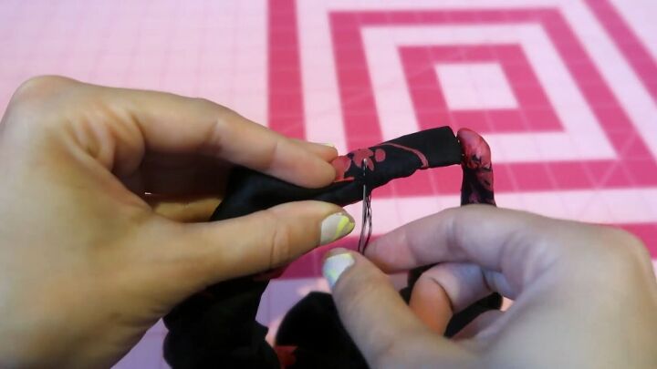 how to make a cute ruffle headband, Backstitching fabric