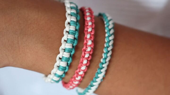 how to make 3 cute macrame friendship bracelets, Knot friendship bracelets in 3 styles