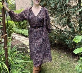 three fall family photo outfits ideas, Here s a pretty paisley midi dress in great colours for family photos As you can see in the close up below the dress has shades of black brown burgundy khaki and cream