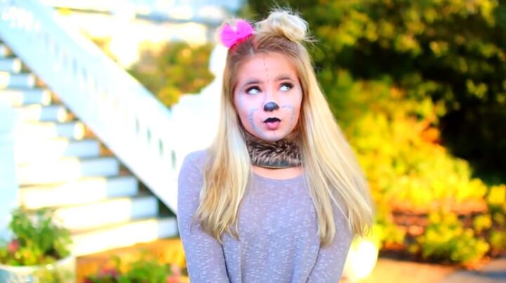 4 easy last minute costume ideas, Completed teddy bear makeup and costume