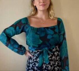 Thrifty Dress Transformation: Gown to Super Cute Tie Front Blouse