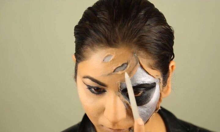 awesome terminator genisys inspired makeup tutorial for halloween, Applying fake skin