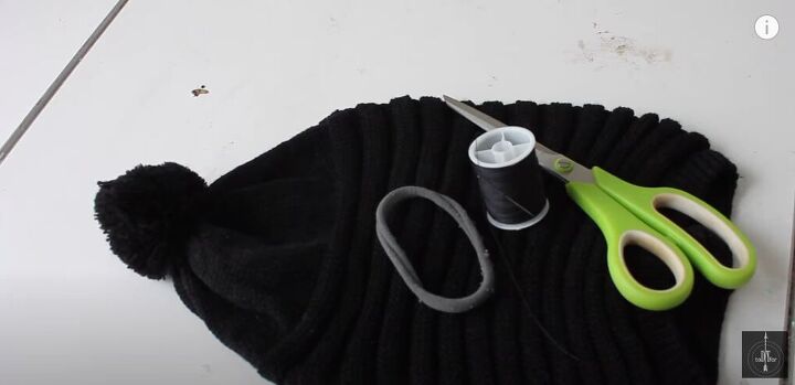 how to make a cozy messy bun beanie, Tools and materials for messy bun beanie