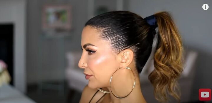 how to get a thick ponytail, Ribbon added to big ponytail look