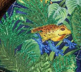 how to create amazing appliques from your favorite sweatshirt, tropical frog closeup