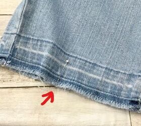how to easily create stylish pant cuffs with a simple sewing hack, Placement pins for cuffs on jeans