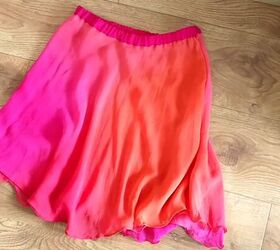 incredible dress transformation tutorial, Completed hot pink mini dress skirt