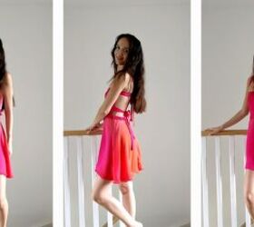 incredible dress transformation tutorial, Completed dress transformation DIY hot pink mini dress