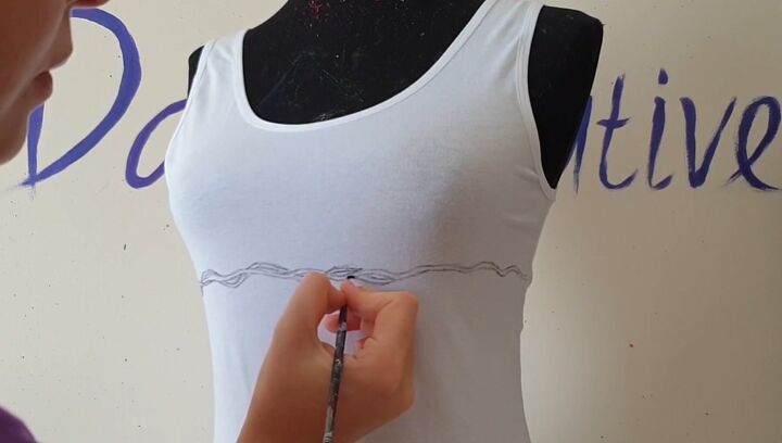 how to customize a sexy halloween costume bodysuit, Painting wires onto top
