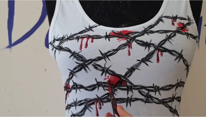 how to customize a sexy halloween costume bodysuit, Adding blood stains