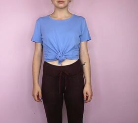 15 awesome diy hacks to make your clothes look different, Knotted t shirt