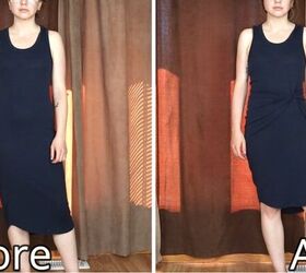 15 awesome diy hacks to make your clothes look different, Gathered fabric on dress