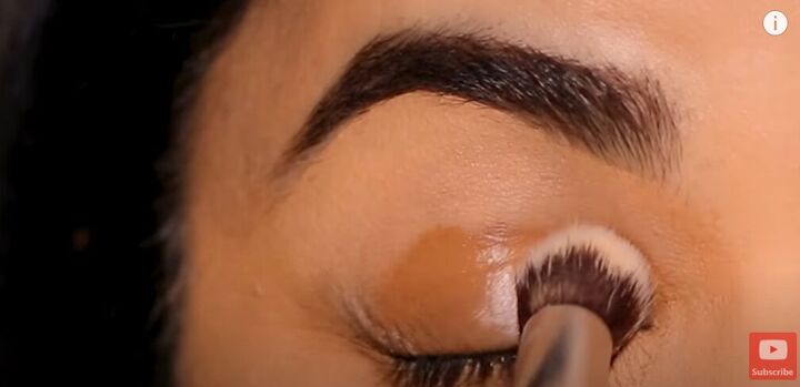 super easy brown smoky eye makeup tutorial, Applying a darker shade of concealer