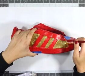 how to make unique glitter sneakers, Applying glue