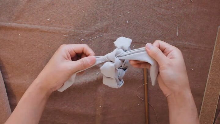 how to make a super cute knotted hair tie in 6 easy steps, Closing off the scrunchie