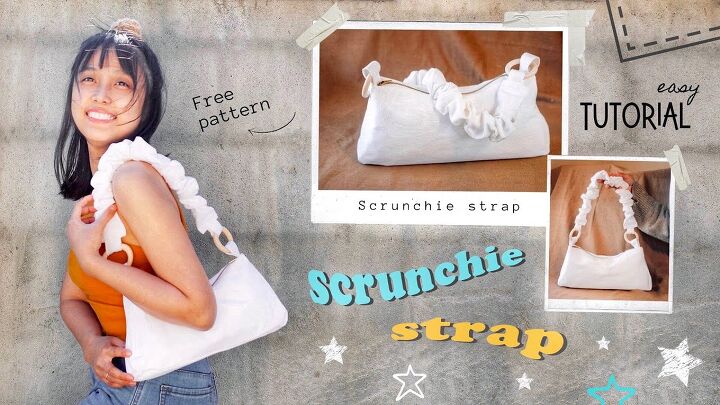 gorgeous scrunchie shoulder bag tutorial, Completed scrunchie shoulder bag DIY