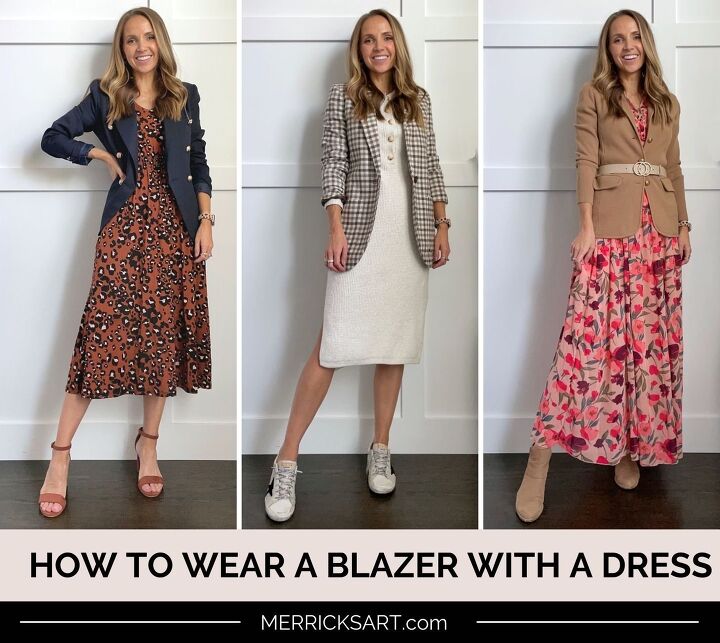 how to wear a blazer with a dress