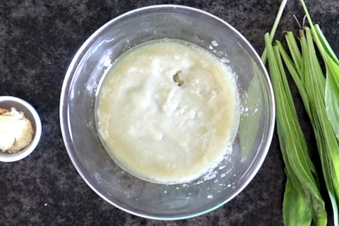 plantain whipped body butter to revitalize your skin, Mixture is taken out of the fridge